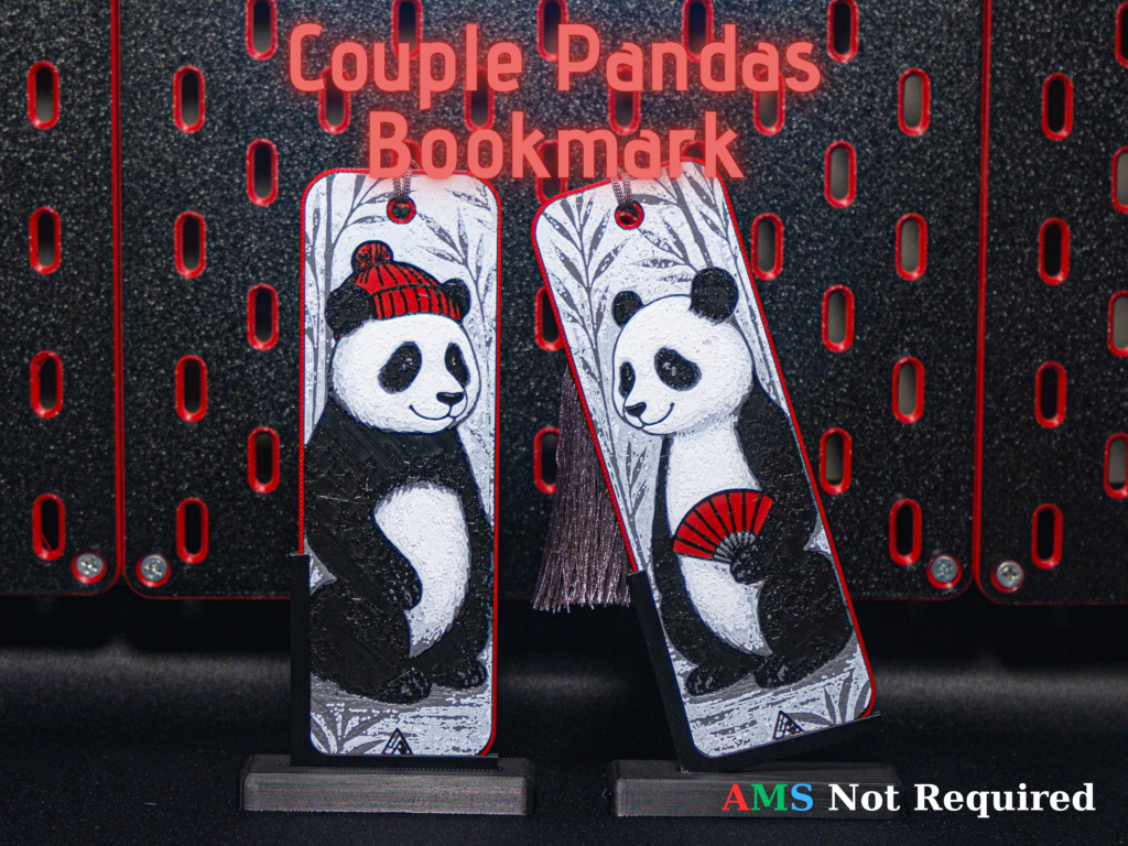 Romantic Panda Couple - Hueforge Bookmark