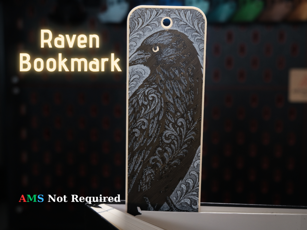 Ornamental Raven - Hueforge Bookmark